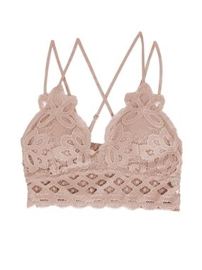 Anemone Lace Bralette in Blush Nude with Crossed Back Straps